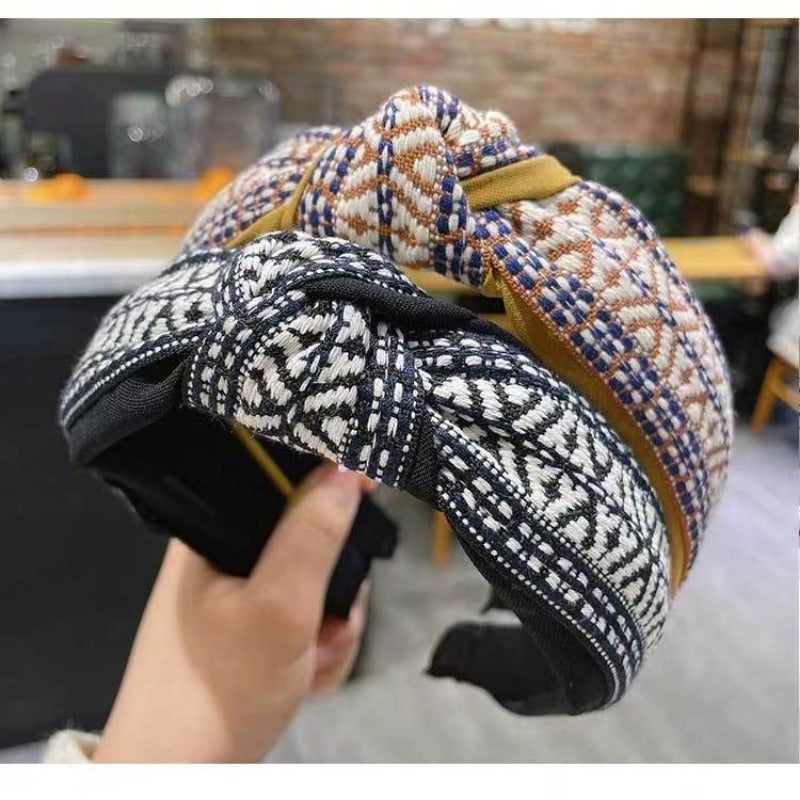 Wholesale Fabric Qianniao Lingge Vintage Wide Edge Headband